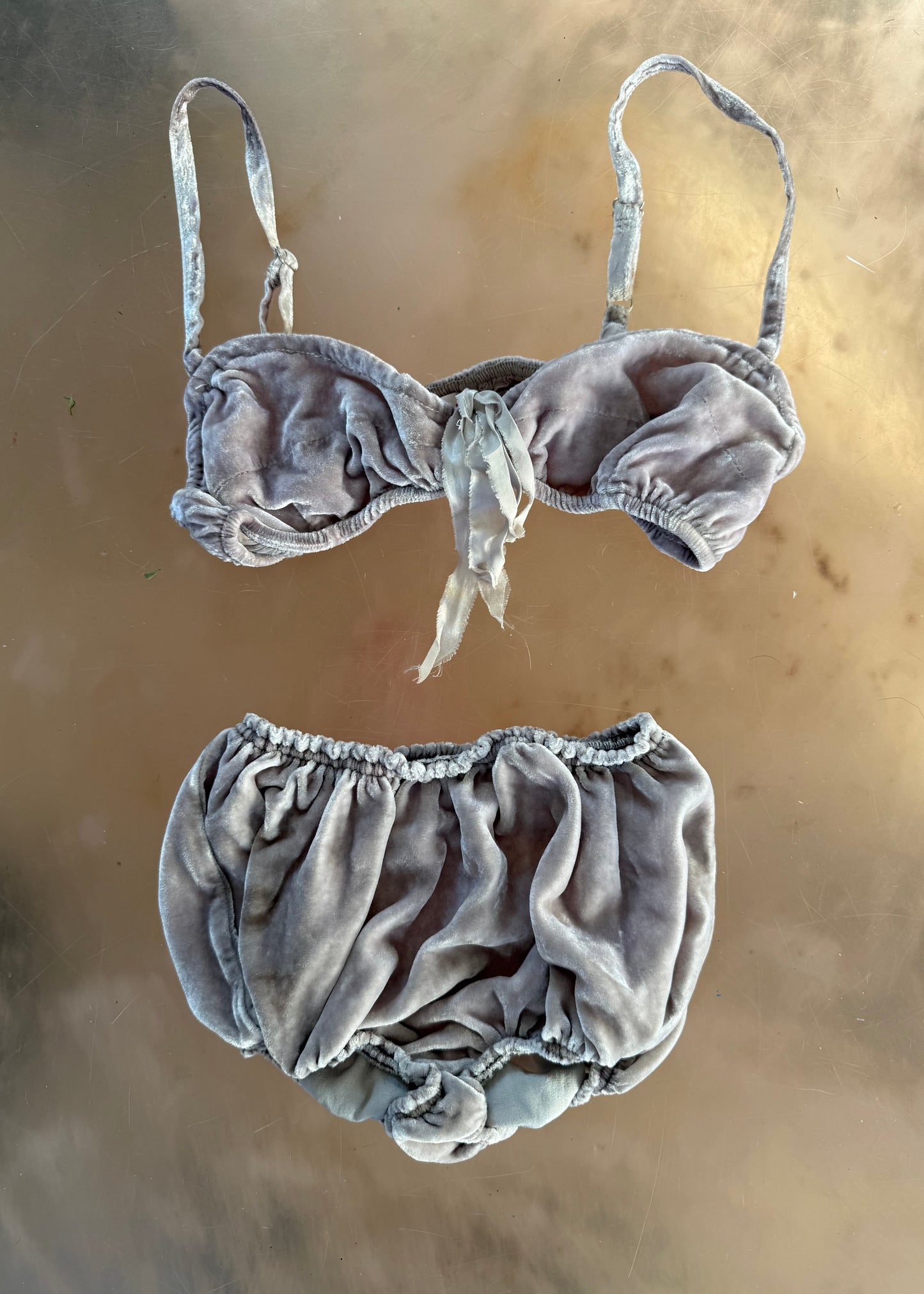 Passion Bra and Panty Set in Vintage Silk Velvet